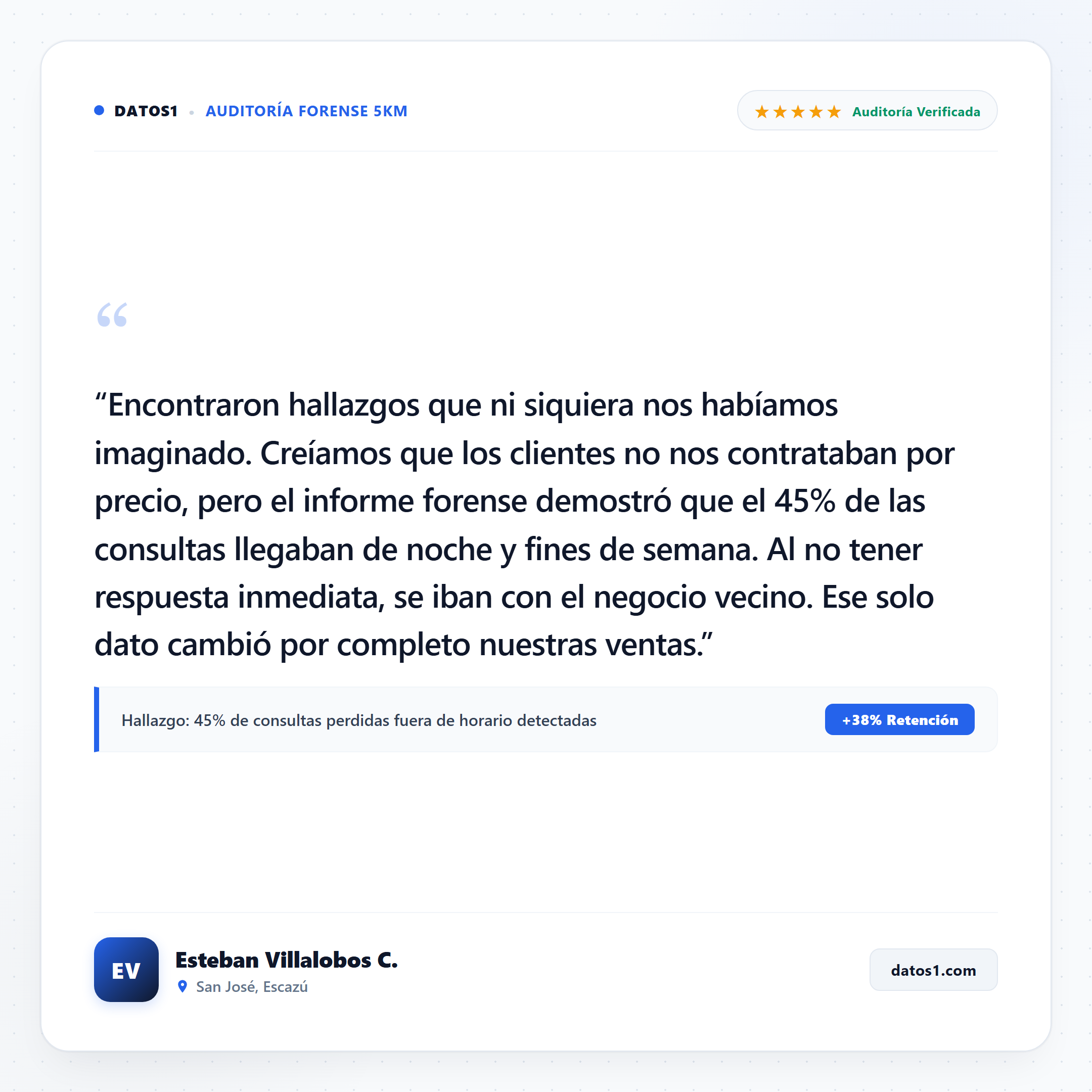 Testimonio de Esteban Villalobos C. - San José, Escazú - Auditoría Forense DATOS1