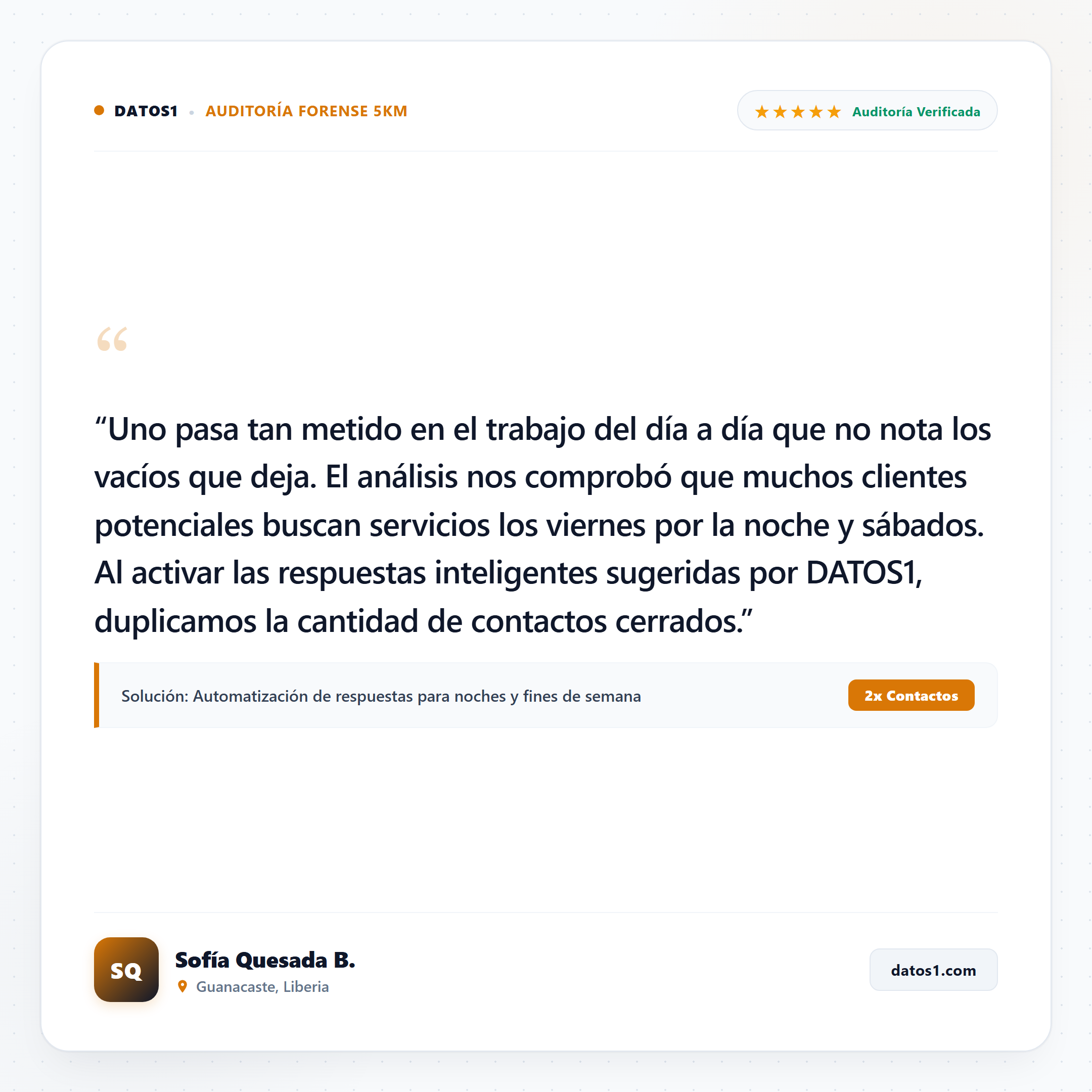 Testimonio de Sofía Quesada B. - Guanacaste, Liberia - Auditoría Forense DATOS1