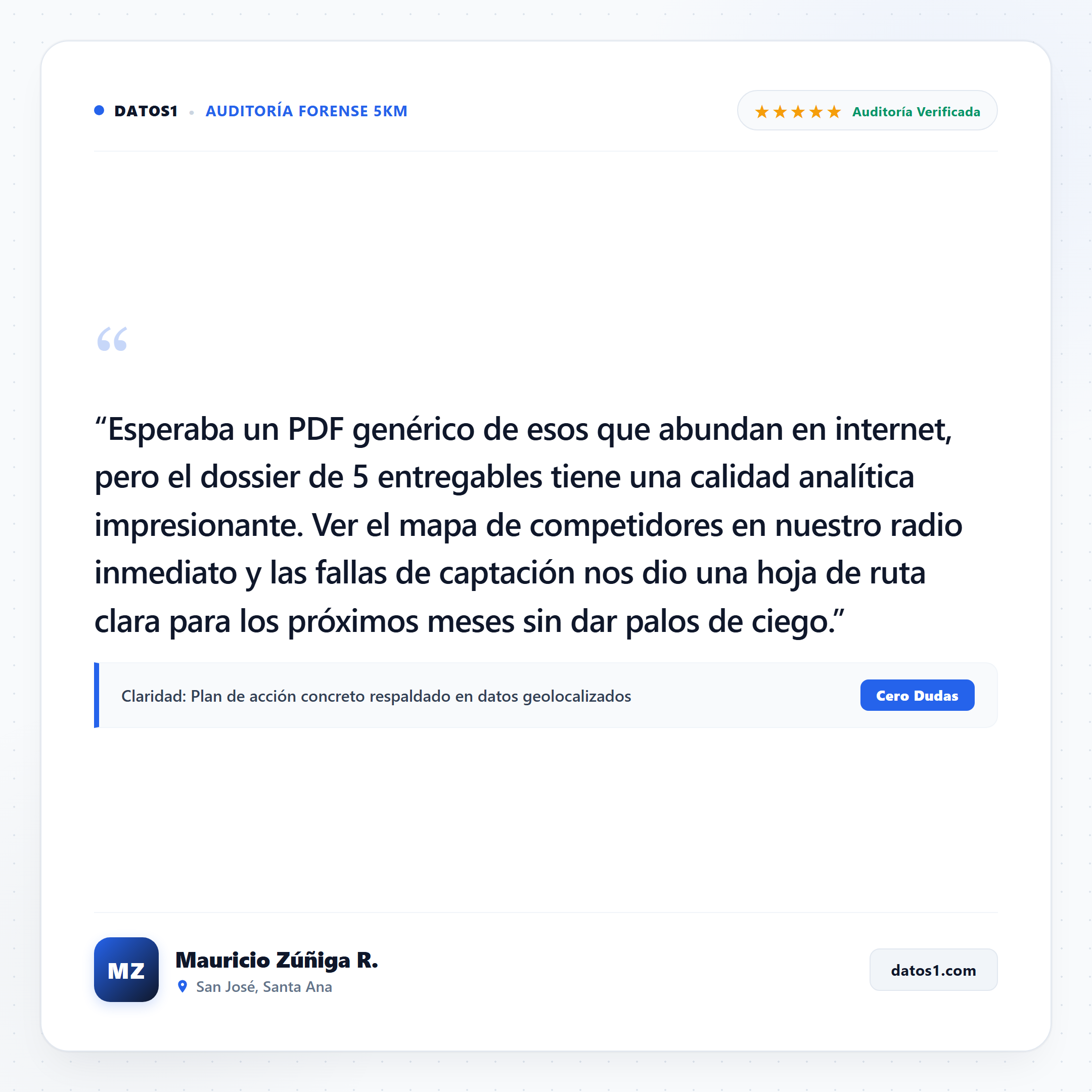 Testimonio de Mauricio Zúñiga R. - San José, Santa Ana - Auditoría Forense DATOS1